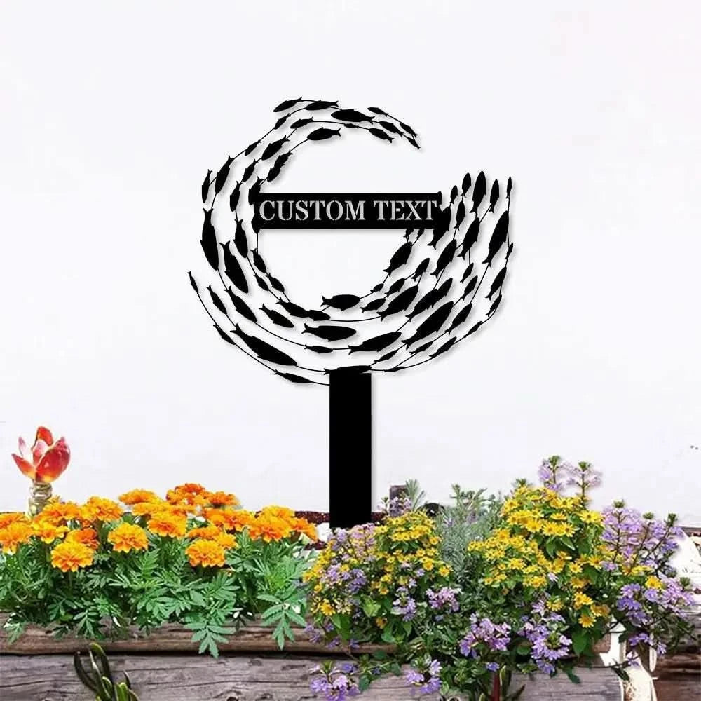 Fishing Art Metal Sign Metal Stake Personalized Name Yard Sign Outdoor Door Garden Decor Metal Sign Fishing Sign