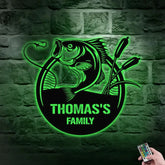 Fishing Family Metal LED Sign Personalized Family Name Metal Sign Outdoor Door Decor Fishing Lover Wall Art Gift for