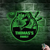Fishing Family Metal LED Sign Personalized Family Name Metal Sign Outdoor Door Decor Fishing Lover Wall Art Gift for