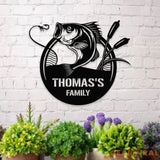 Fishing Family Metal LED Sign Personalized Family Name Metal Sign Outdoor Door Decor Fishing Lover Wall Art Gift for