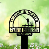 Fishing Heaven Memorial Metal Stake Custom - Fishing Lover Gift - Fisherman Memorial Sign - Grave Marker | GearViral