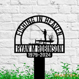 Fishing Heaven Memorial Metal Stake Custom - Fishing Lover Gift - Fisherman Memorial Sign - Grave Marker | GearViral