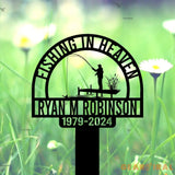 Fishing Heaven Memorial Metal Stake Custom - Fishing Lover Gift - Fisherman Memorial Sign - Grave Marker | GearViral
