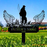 Fishing Lover Memorial Remembering Stake Personalized Metal Garden Marker Memorial Metal Sign Sympathy Gift Grave