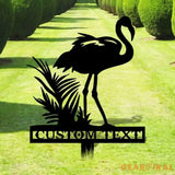 Flamingo Garden Metal Stake Personalized Flamingo Family Name Yard Sign Outdoor Door Garden Decor Metal Sign Gift for