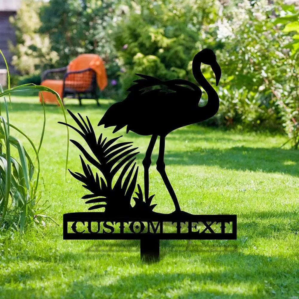 Flamingo Garden Metal Stake Personalized Flamingo Family Name Yard Sign Outdoor Door Garden Decor Metal Sign Gift for