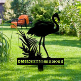 Flamingo Garden Metal Stake Personalized Flamingo Family Name Yard Sign Outdoor Door Garden Decor Metal Sign Gift for