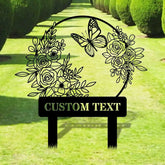 Flower and Buffterfly Garden Custom Metal Sign - Garden Decor - And Into The Garden I Grow With Love | Personalize