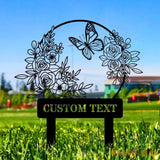 Flower and Buffterfly Garden Custom Metal Sign - Garden Decor - And Into The Garden I Grow With Love | Personalize