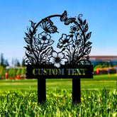 Flower Garden Custom Metal Sign - Personalize Garden Decor - Garden Metal Stake - Metal Yard Art Garden Decor