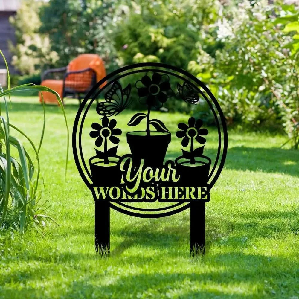 Flower Garden Custom Metal Sign - Garden Metal Stake - Personalize Garden Metal Sign - Personalize Garden Yard Sign