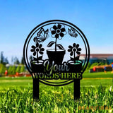 Flower Garden Custom Metal Sign - Garden Metal Stake - Personalize Garden Metal Sign - Personalize Garden Yard Sign