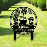 Flower Garden Custom Metal Sign - Garden Metal Stake - Personalize Garden Metal Sign - Personalize Garden Yard Sign