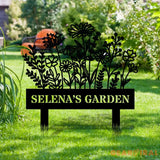 Flower Garden Family Custom Name Garden Stake Custom Garden Name Metal Sign Personalized Metal Gardening - Custom Yard