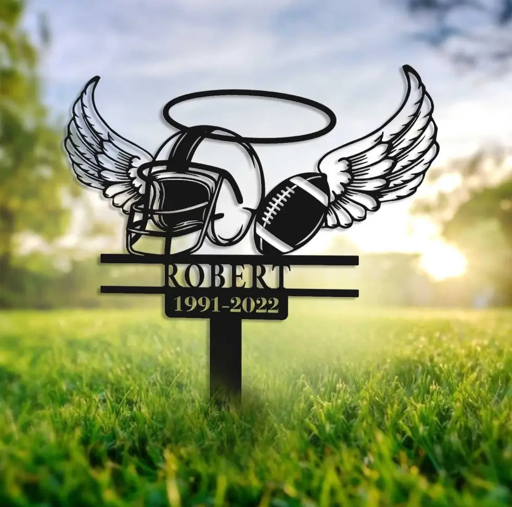 Football Memorial Plaque Stake - Football Memorial Cross For Grave - Football Sympathy - Personalized Memorial Garve