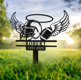 Football Memorial Plaque Stake - Football Memorial Cross For Grave - Football Sympathy - Personalized Memorial Garve