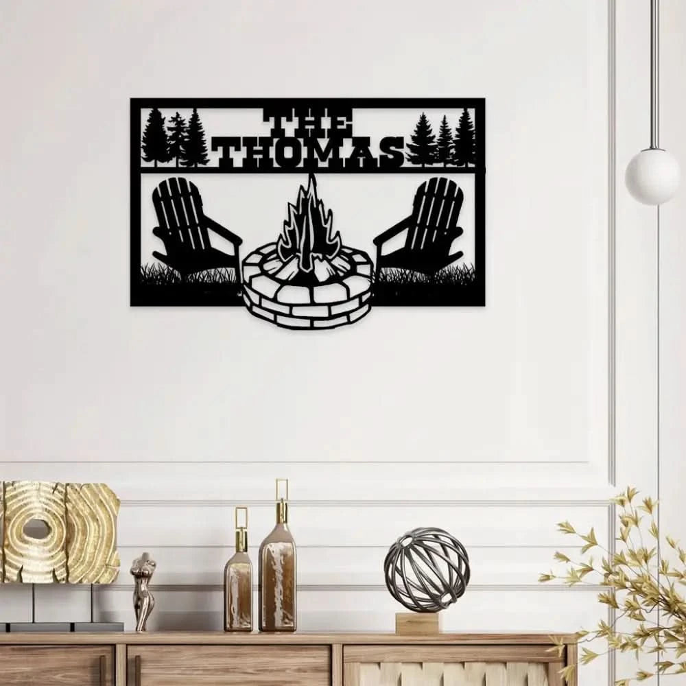 Forest Camp Family Name Monogram Custom Camp Metal Sign Personalized Metal Sign Camp Wall Decor Custom Metal Sign