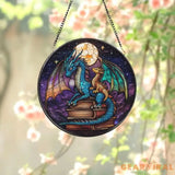 Fourth Wing Dragon Stained Glass Suncatcher Fantasy Dragon Window Hanging Book Lover Gift Bookish Decor Holiday