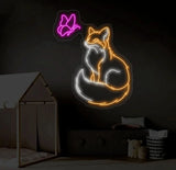Fox And Butterfly Neon Sign Fox Led Sign Fox Light Sign Animal Neon Sign Animal Led Light Neon Light Sign For Wall Neon