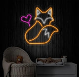 Fox And Heart Neon Sign Fox Led Sign Fox Animal Neon Light Heart Led Light Animal Room Wall Art Light Animal Home Wall