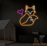Fox And Heart Neon Sign Fox Led Sign Fox Animal Neon Light Heart Led Light Animal Room Wall Art Light Animal Home Wall