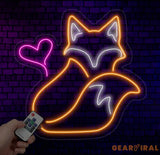 Fox And Heart Neon Sign Fox Led Sign Fox Animal Neon Light Heart Led Light Animal Room Wall Art Light Animal Home Wall
