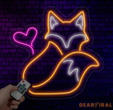Fox And Heart Neon Sign Fox Led Sign Fox Animal Neon Light Heart Led Light Animal Room Wall Art Light Animal Home Wall