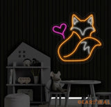 Fox And Heart Neon Sign Fox Led Sign Fox Animal Neon Light Heart Led Light Animal Room Wall Art Light Animal Home Wall
