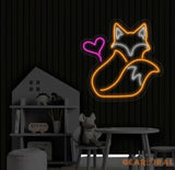 Fox And Heart Neon Sign Fox Led Sign Fox Animal Neon Light Heart Led Light Animal Room Wall Art Light Animal Home Wall
