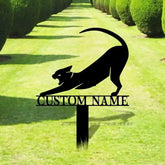 Funny Cat Metal Sign - Black Cat Garden Metal Stake Personalized Family Name Yard Sign,Outdoor Door Garden Decor Garden