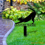 Funny Cat Metal Sign - Black Cat Garden Metal Stake Personalized Family Name Yard Sign,Outdoor Door Garden Decor Garden