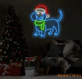 Funny Christmas Dachshund Neon Sign - Merry Christmas LED Light - Dachshund Christmas Tree Wall Art - Festive House