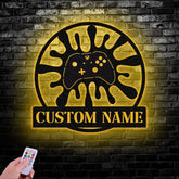 Game Room Metal LED Decor Custom Video Game Controller Metal Wall Art With LED Light Gamer Gift - Gearviral