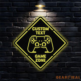 Game Zone Name Metal Sign with LED Lights Personalized Family Name Metal Sign Family Wall Decor Personalized Wall Art