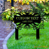 Garden Address Sign Metal Stake Personalized Name Yard Sign Outdoor Door Garden Decor Metal Sign Gift for Garden Lovers