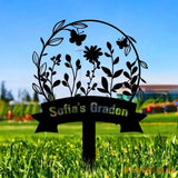 Garden Bufterfly Metal Sign Flower Sign with Stakes Outdoor Metal Sign Metal Yard Art Housewarming Gift Garden Decor