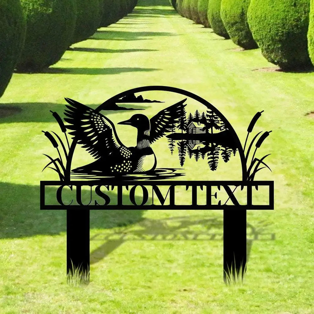 Garden Duck Sign Metal Stake Personalized Name Yard Sign Outdoor Door Garden Decor Duck Metal Sign Gift for Garden