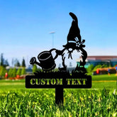 Garden Gnomes Flower Metal Sign Personalized Gnomes Sign Garden Stake Decor Outdoor Life Lovers Gift Garden Name Sign