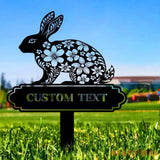 Garden Rabbit Sign Metal Stake Personalized Name Yard Sign Outdoor Door Garden Decor Metal Sign Gift for Garden Lovers