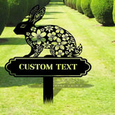 Garden Rabbit Sign Metal Stake Personalized Name Yard Sign Outdoor Door Garden Decor Metal Sign Gift for Garden Lovers