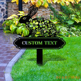 Garden Rabbit Sign Metal Stake Personalized Name Yard Sign Outdoor Door Garden Decor Metal Sign Gift for Garden Lovers