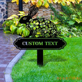 Garden Rabbit Sign Metal Stake Personalized Name Yard Sign Outdoor Door Garden Decor Metal Sign Gift for Garden Lovers