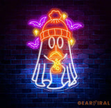 Ghost Coffee Neon Sign Spooky Boo Sign Ghost with Coffee LED Light Spooky Wall Art Ghost Drinking Coffee Sign Fall