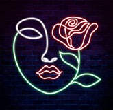 Girl Half Face & Rose Neon Sign Abstract Face Led Sign Custom Neon Sign Half Face Wall Decor Abstract Face Night Light