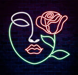 Girl Half Face & Rose Neon Sign Abstract Face Led Sign Custom Neon Sign Half Face Wall Decor Abstract Face Night Light