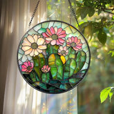 Glass Cactus and Succulent Suncatcher Vibrant Floral Window Decor Perfect Mother’s Day Gift Gardening-Themed Home