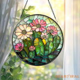 Glass Cactus and Succulent Suncatcher Vibrant Floral Window Decor Perfect Mother’s Day Gift Gardening-Themed Home