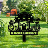 Gnomes House Garden Sign Mushroom House Metal Stake Personalized Name Yard Sign Outdoor Door Garden Decor Metal Sign