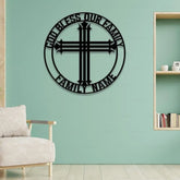 God Bless Our Family Est Metal Name Sign Personalized Split Letter Last Name Christian Sign Outdoor Door Hanger