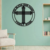 God Bless Our Family Est Metal Name Sign Personalized Split Letter Last Name Christian Sign Outdoor Door Hanger